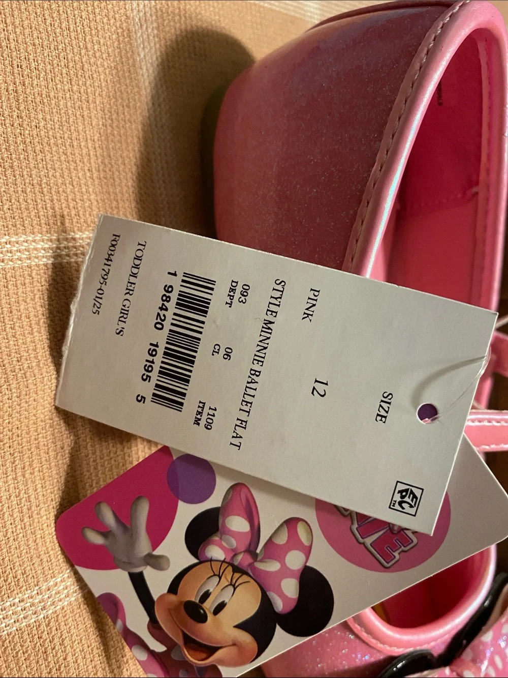 Disney Pink Glitter Minnie Bow Ballet Flats for Kids